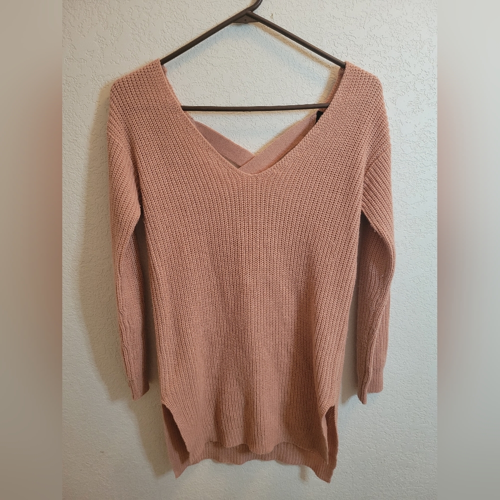 Ambiance Apparel Women's Pink Strappy Sweater Size S